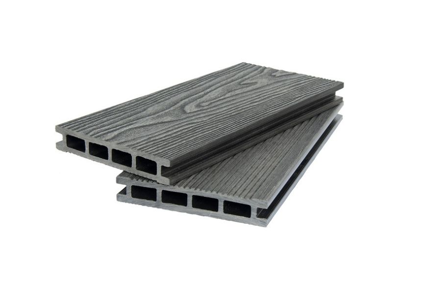 Террасная доска ДПК POLIVAN GROUP 3D+вельвет пустотелая с двухсторонней отделкой DENPASAR черного цвета. купить в Барнауле