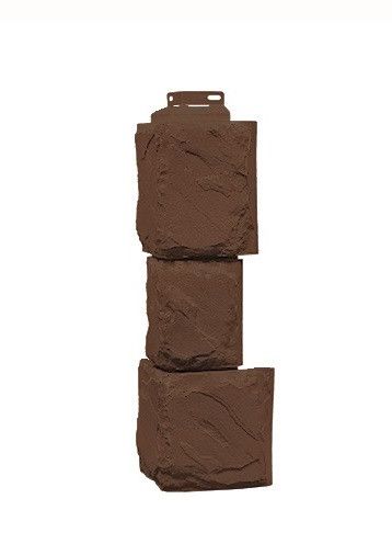 Угол фасадного сайдинга «Камень крупный» коричневого цвета купить в Барнауле