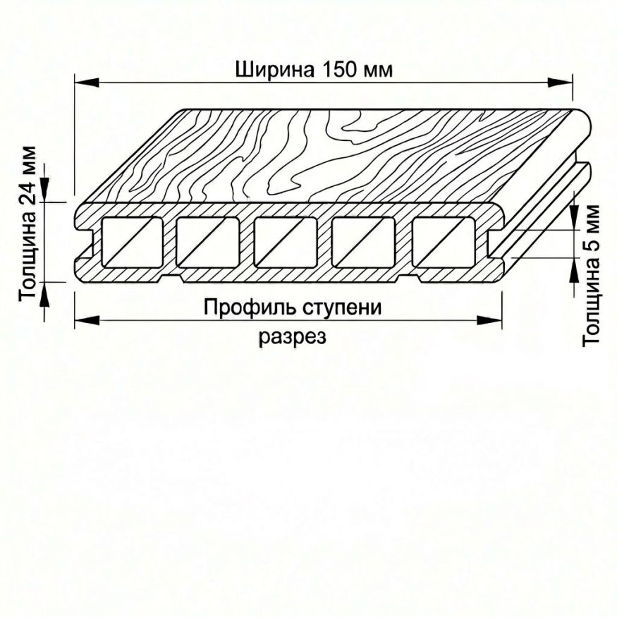 Террасная доска ДПК GardenParkett Патио, Графит купить в Барнауле