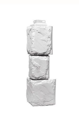 Угол Фасадного Сайдинга «Крупный Камень» Мелованный Белый купить в Барнауле