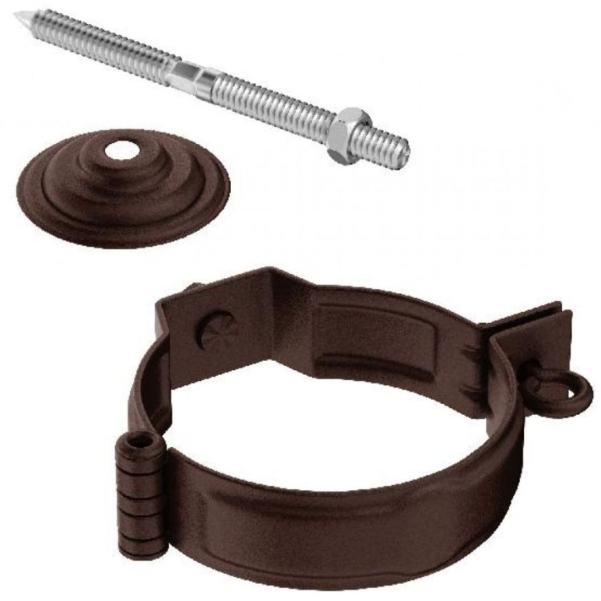 Декоративный хомут для трубы Aquasystem с креплением, RAL 8017 Коричневый матовый 125/90 купить в Барнауле