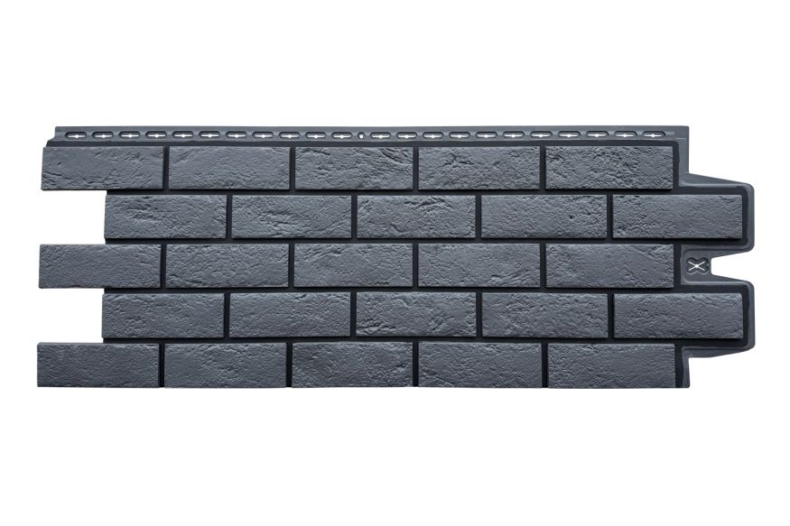 Фасадная панель Grand Line, Состаренный кирпич Design, Графит, шов RAL 9005 купить в Барнауле