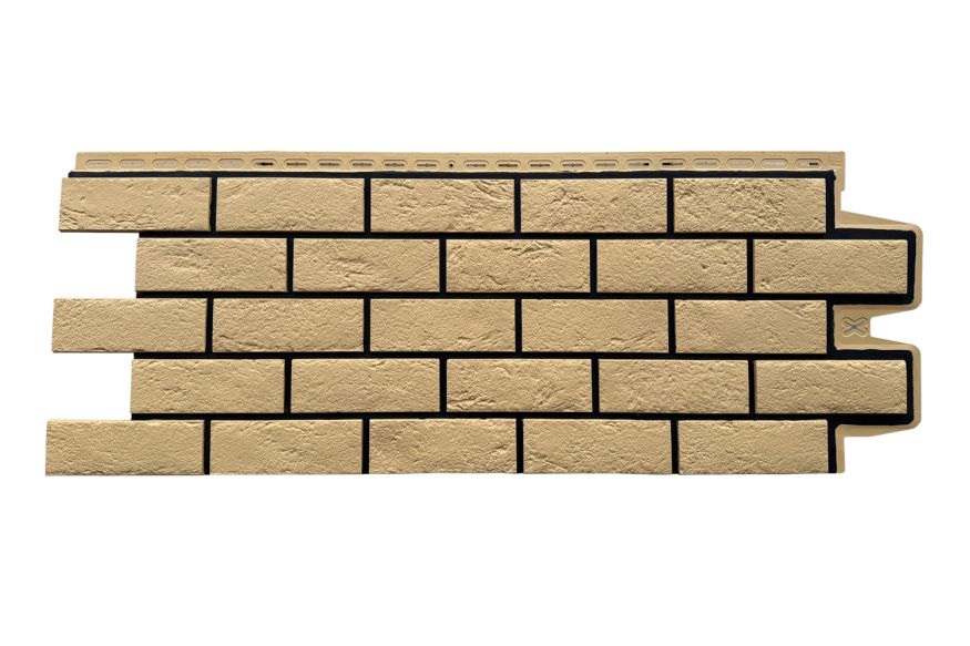 Фасадная панель Grand Line, Состаренный кирпич Design, Песочный, шов RAL 9005 купить в Барнауле